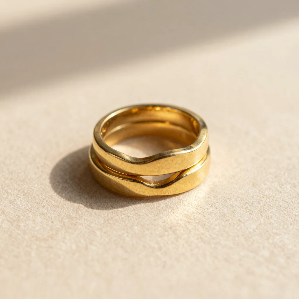 Sculptural Solstice Gold Ring Stack