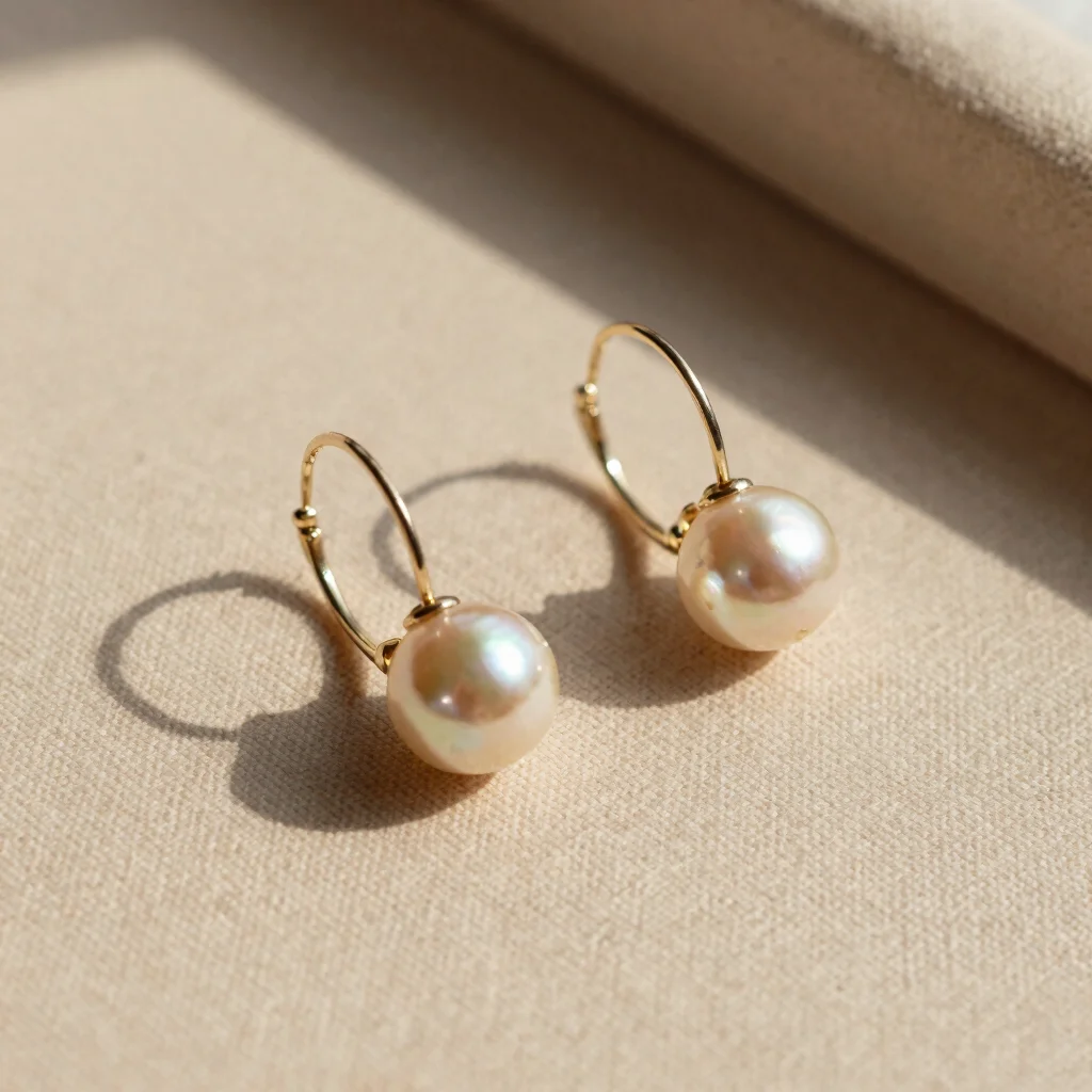 Champagne Baroque Pearl Hoops